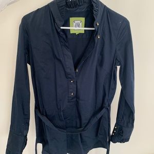 Navy Blue Long Sleeve Blouse